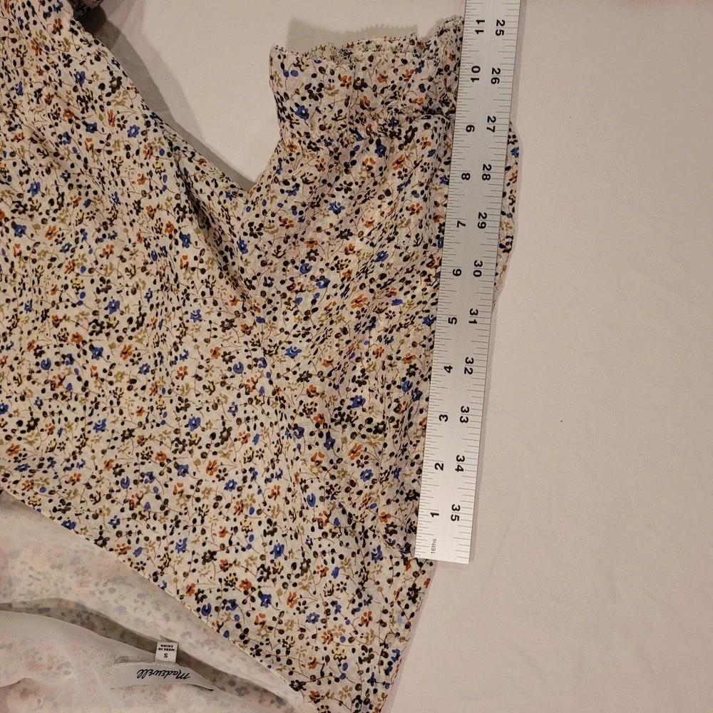 Madewell‎ Silk Floral Print Button Front Peplum Blouse, Women's Size S, Multi